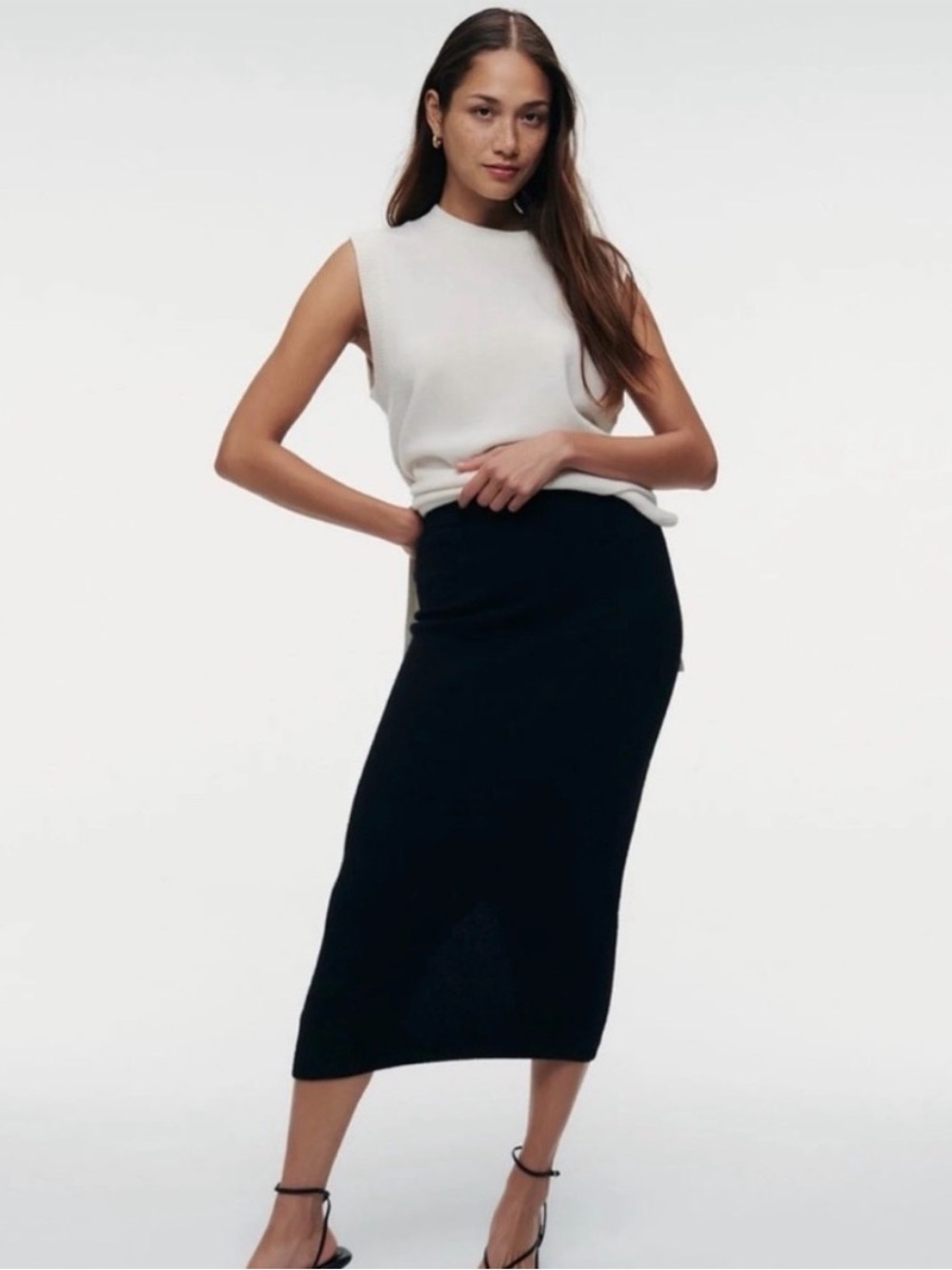 Naadam Silk Cashmere Blend Ribbed Pencil Skirt Size XS